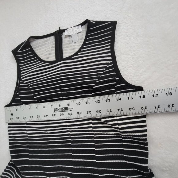 SCAPA Lauren Perre Womens Sleeveless Striped Pleated Dress Sz Small Black/White - Picture 6 of 7
